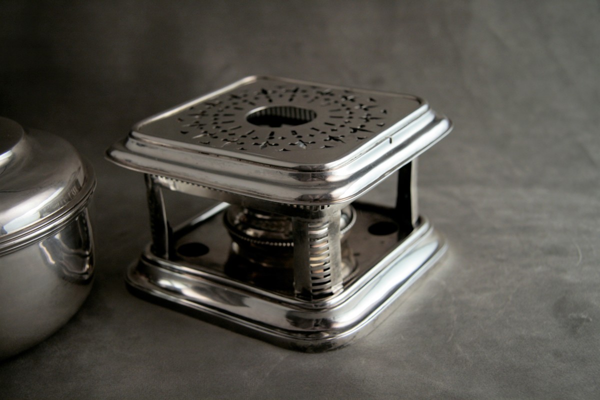 Thuriot Antiquaire Casserole à chocolat et son réchaud