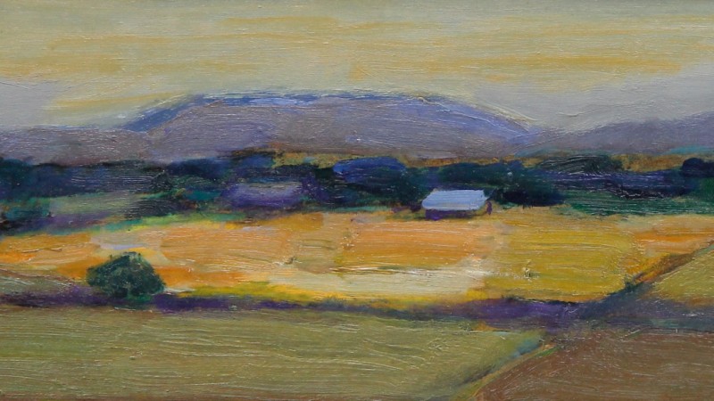 Christiane ZUFFEREY (1920-2011) - Paysage au toit bleu