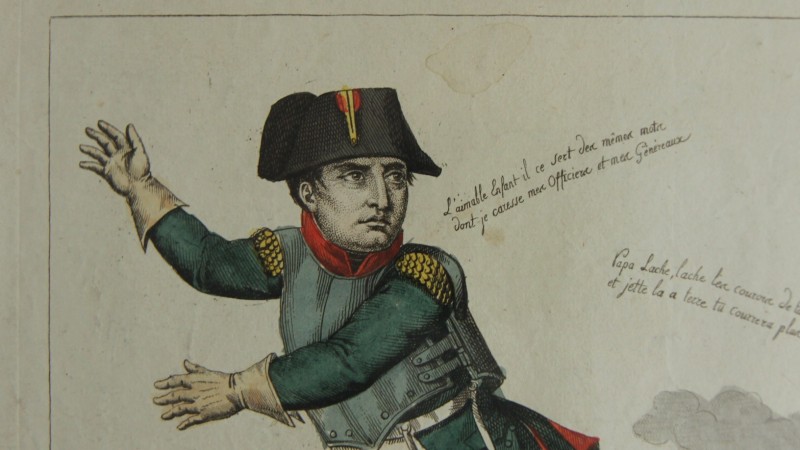 Napoléon à Waterloo - Rare gravure satirique, août 1815