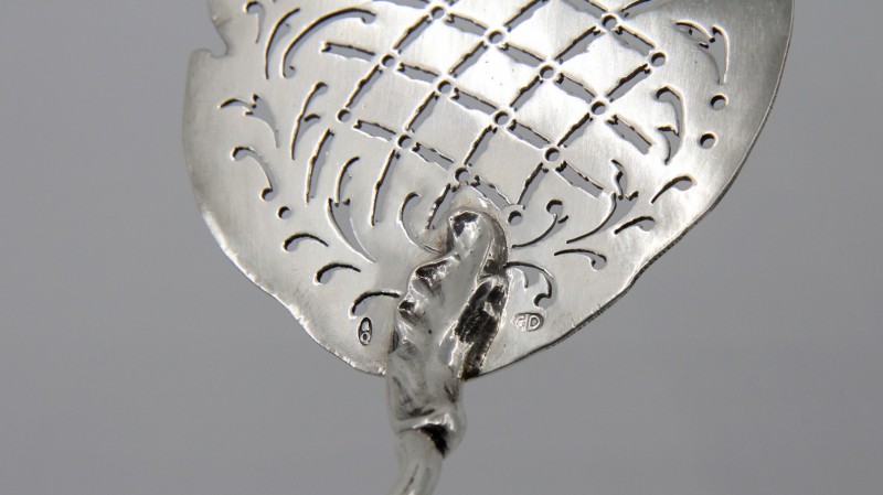 Pelle à Tarte Ancienne Argent Massif H&V - Motif Fleur Gravé
