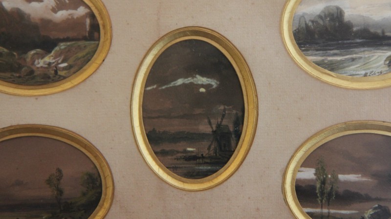 Gabriel-Hippolyte Lebas (1812-1880) - Cinq miniatures à l'aquarelle