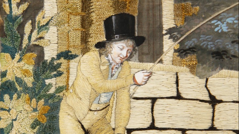 Peinture à l'aiguille, vers 1800 - Broderie sur soie peinte