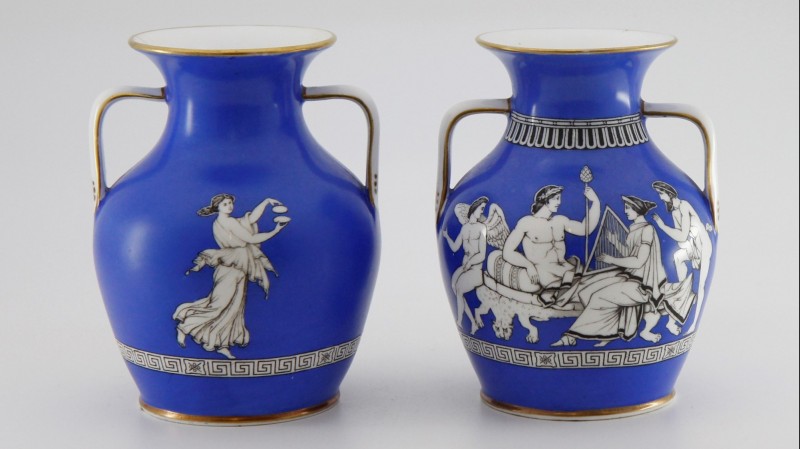 Paire de vases néo-grecs, ca 1861-1867 - Angleterre, Burslem, Hill Pottery Company