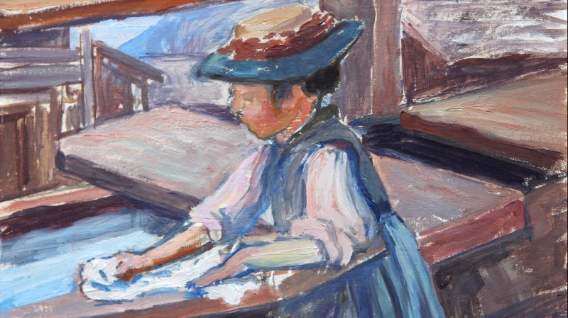 Sarah JEANNOT (1883-1958) - Jeune valaisanne au lavoir, 1917