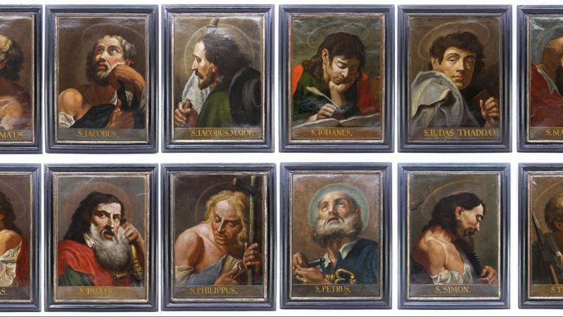 Suite de douze portraits d'apôtres - Peinture à l'huile sur les mezzotintes de Johann Lorenz Haid (1702-1750)