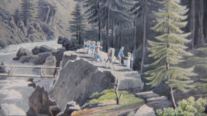 Gabriel Lory fils, La Chute de l'Aar à la Handeck - Aquatinte aquarellée, 1822