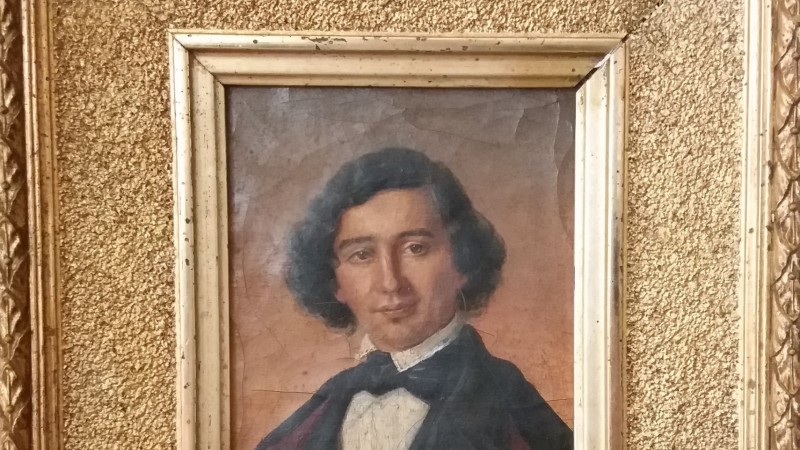 Petit portrait d'homme - Huile sur carton, vers 1850