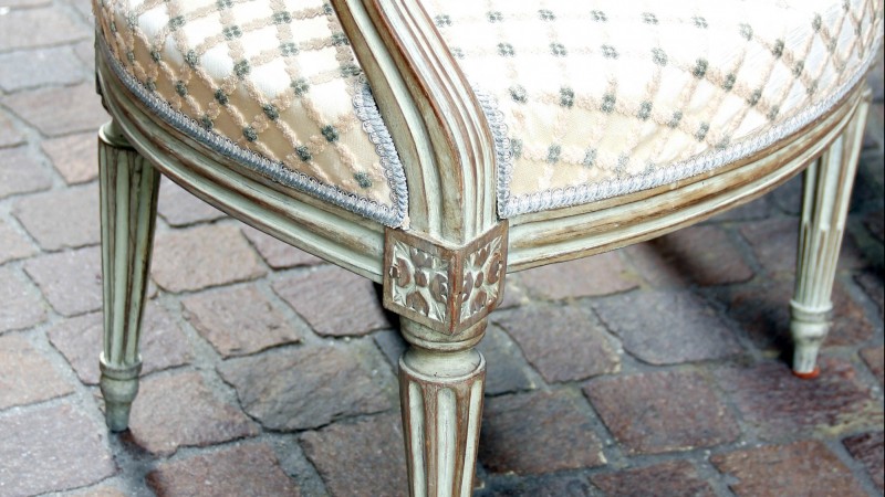 Paire de cabriolets d'époque Louis XVI - Hêtre laqué vert d'eau