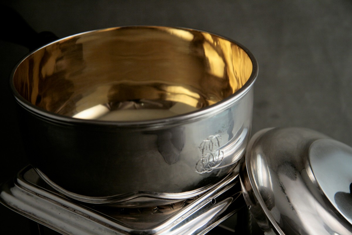 Thuriot Antiquaire Casserole à chocolat et son réchaud