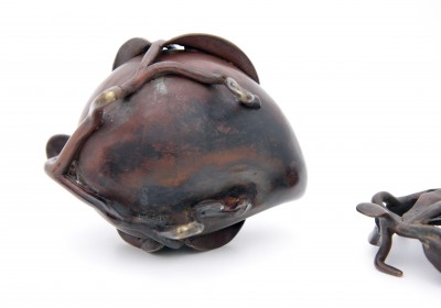 Brûle-encens *pêche de longévité*, vers 1850 - Bronze patiné, Chine dynastie Qing