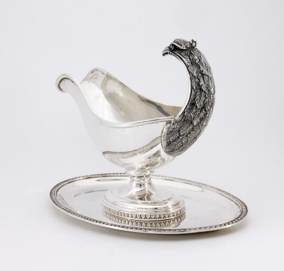 Saucière de style Empire à tête d'aigle - Argent massif, Italie vers 1950