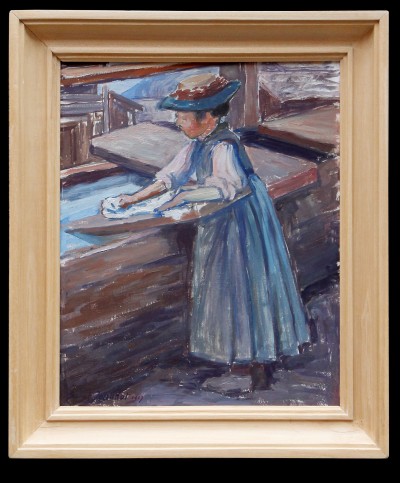 Sarah JEANNOT (1883-1958) - Jeune valaisanne au lavoir, 1917