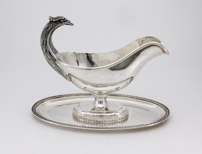 Saucière de style Empire à tête d'aigle - Argent massif, Italie vers 1950