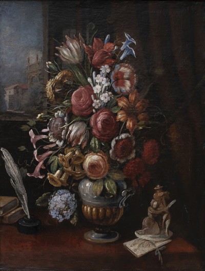 Nature morte au bouquet - Ecole italienne, XVIIIe siècle