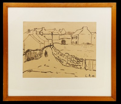 Léo ANDENMATTEN (1922-1979) - Village en Bretagne, feutre noir sur papier, 1954