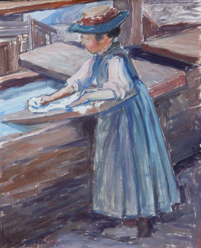 Sarah JEANNOT (1883-1958) - Jeune valaisanne au lavoir, 1917