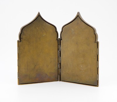 Tétraptyque de voyage, en bronze émaillé - Russie, XIXe siècle