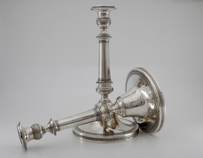 Paire de flambeaux en argent, Naples 1832-1835 - Orfèvre G. Schisani