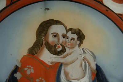 Saint Joseph - Fixé sous verre, XIXe siècle