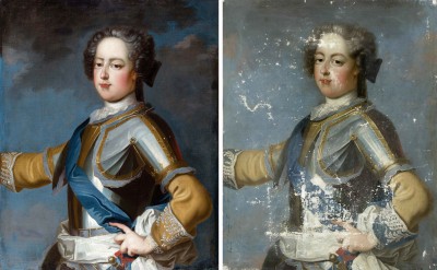 Notre tableau, à gauche, mis en comparaison avec l'exemplaire du Louvre (Louvre INV 9371