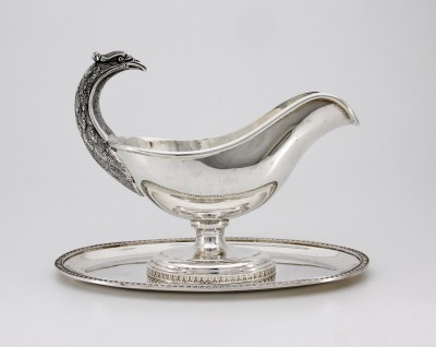 Saucière de style Empire à tête d'aigle - Argent massif, Italie vers 1950