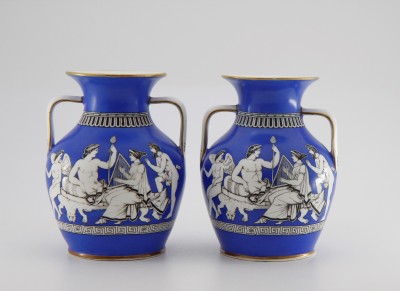 Paire de vases néo-grecs, ca 1861-1867 - Angleterre, Burslem, Hill Pottery Company