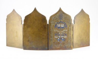Tétraptyque de voyage, en bronze émaillé - Russie, XIXe siècle