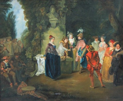 d'après Antoine WATTEAU (1684-1721) - L'Amour au Théâtre Français / au Théâtre Italien