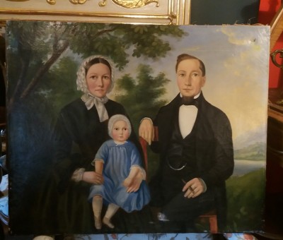 Portrait de famille, 1852 - Huile sur toile, signée Droz