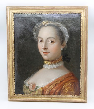 Portrait de jeune femme, XVIIIe - Signé Masson et daté 1758