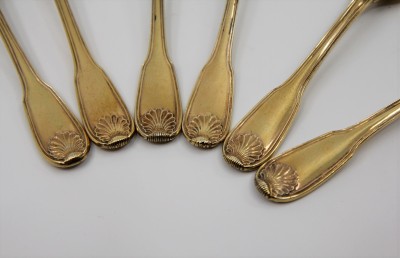 Six cuillères en vermeil dans leur écrin, XVIIIe - Alberti, Strasbourg vers 1770