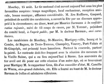Le Courrier du Valais, 16 août 1843