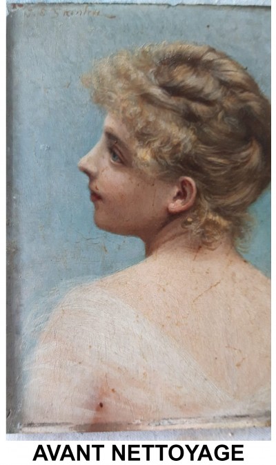 Jules-Emile Saintin (1829-1894) - Petit portrait de femme, 1891