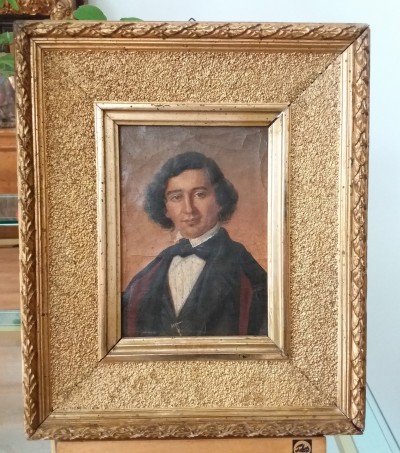 Petit portrait d'homme - Huile sur carton, vers 1850