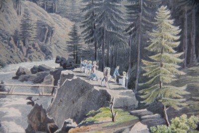 Gabriel Lory fils, La Chute de l'Aar à la Handeck - Aquatinte aquarellée, 1822