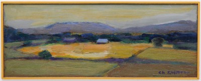 Christiane ZUFFEREY (1920-2011) - Paysage au toit bleu