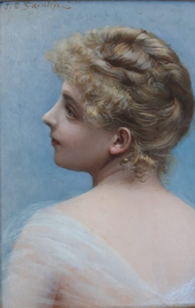 Jules-Emile Saintin (1829-1894) - Petit portrait de femme, 1891