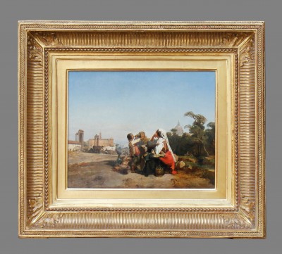 Eugène LE POITTEVIN (1806-1870) - Scène de genre sur le Forum romain, 1842
