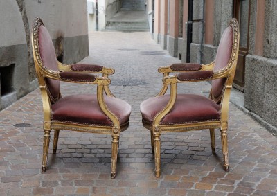 Salon en bois doré, style Louis XVI - Estampillé ROGER à Paris