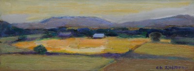 Christiane ZUFFEREY (1920-2011) - Paysage au toit bleu