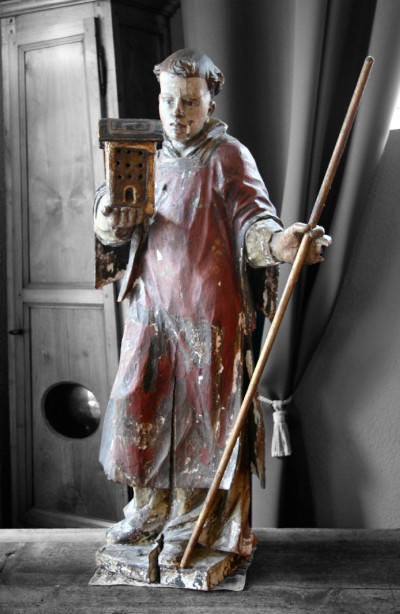 Saint Bernard de Menthon - Tilleul sculpté Polychromie d'origine