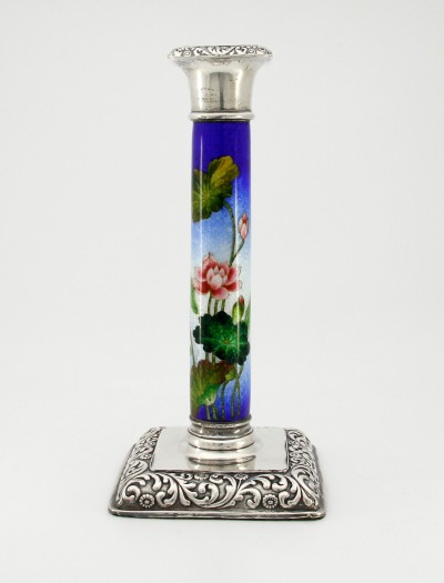 Bougeoir en argent et émail Tsuiki-Jippo - Japon, fin du XIXe