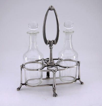 Porte-huilier Art Nouveau en argent massif - Christofle, modèle Gramont, vers 1900
