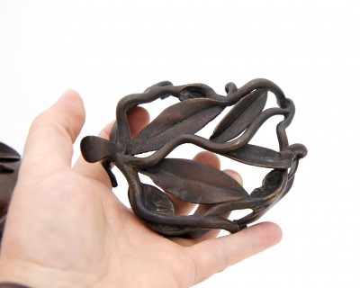 Brûle-encens *pêche de longévité*, vers 1850 - Bronze patiné, Chine dynastie Qing