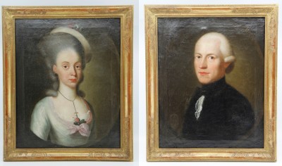 Georg Oeri & Cleopha von Meiss - Paire de portraits, Zurich 1779