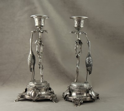 Bougeoirs aux oiseaux en argent - Porto, 1870-1881