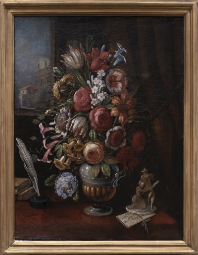 Nature morte au bouquet - Ecole italienne, XVIIIe siècle