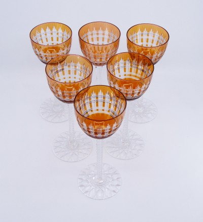 Six verres à vin du Rhin Baccarat - Modèle S.1133, vers 1930