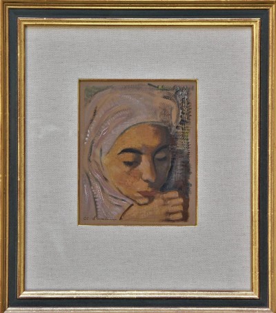 Charles-Clos OLSOMMER (1883-1966) - Portrait, technique mixte sur carton