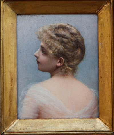 Jules-Emile Saintin (1829-1894) - Petit portrait de femme, 1891